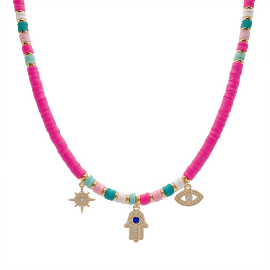 Solara Charm Beaded Necklace