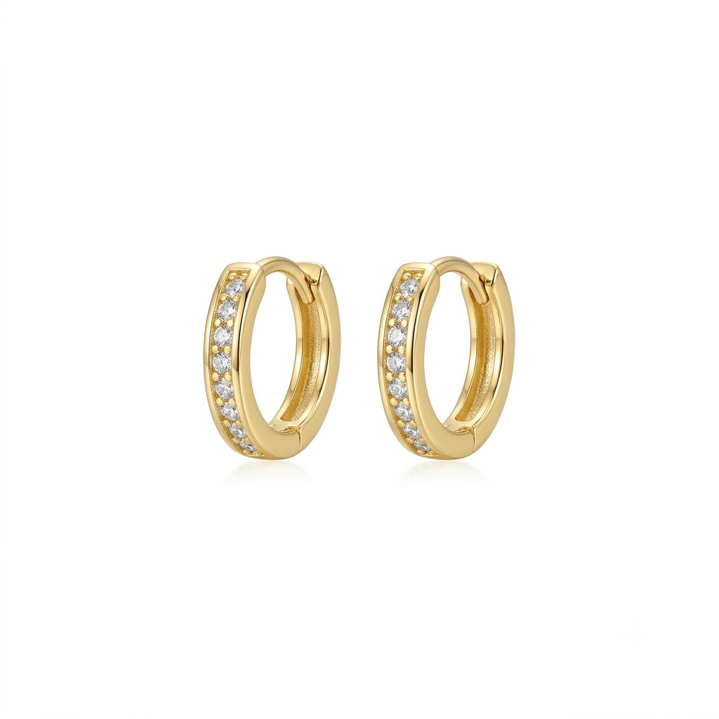 Solene Channel Pavé Mini Hoops