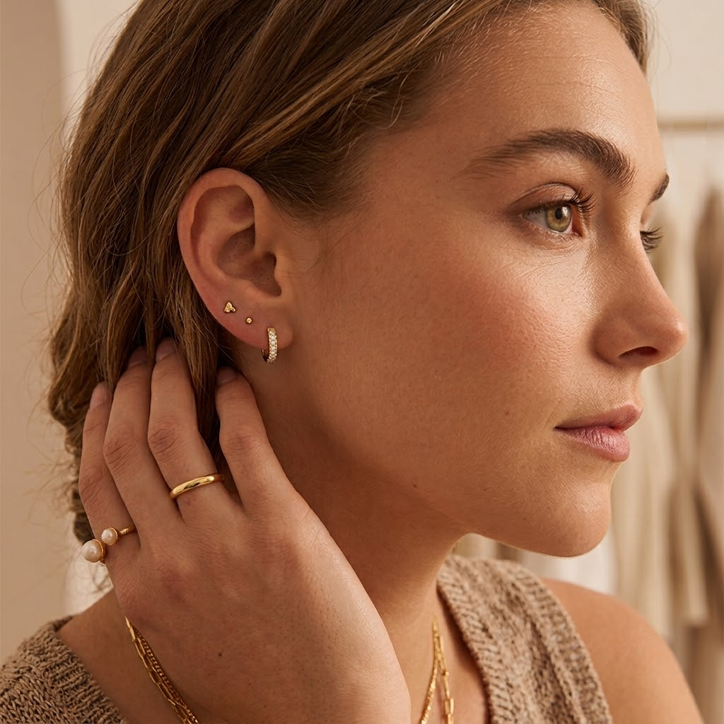 Solene Channel Pavé Mini Hoops