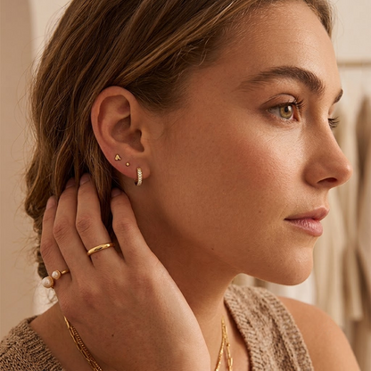 Solene Channel Pavé Mini Hoops
