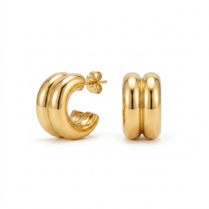 Solene Small Double Hoop Studs