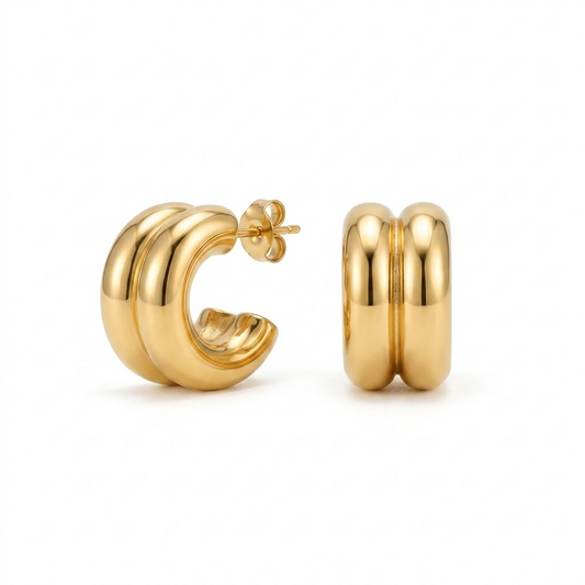 Solene Small Double Hoop Studs