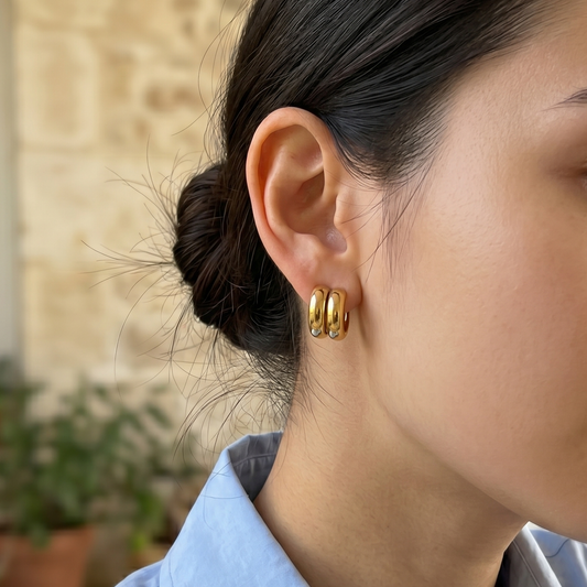 Solene Small Double Hoop Studs