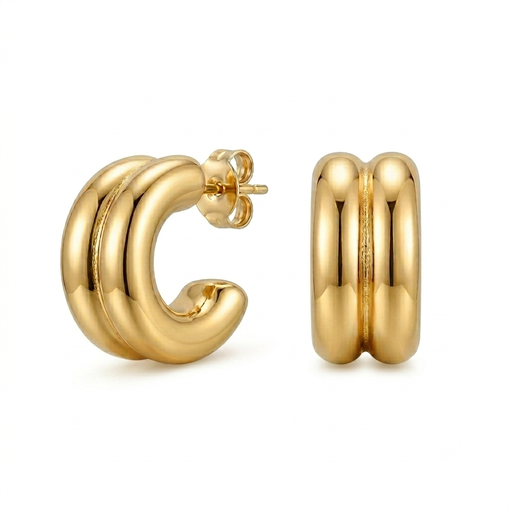 Solene Double Hoop Studs