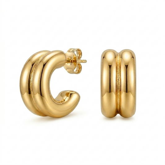 Solene Double Hoop Studs