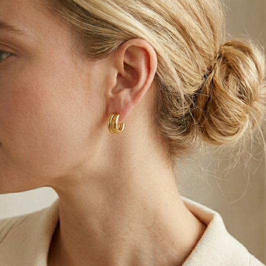 Solene Double Hoop Studs