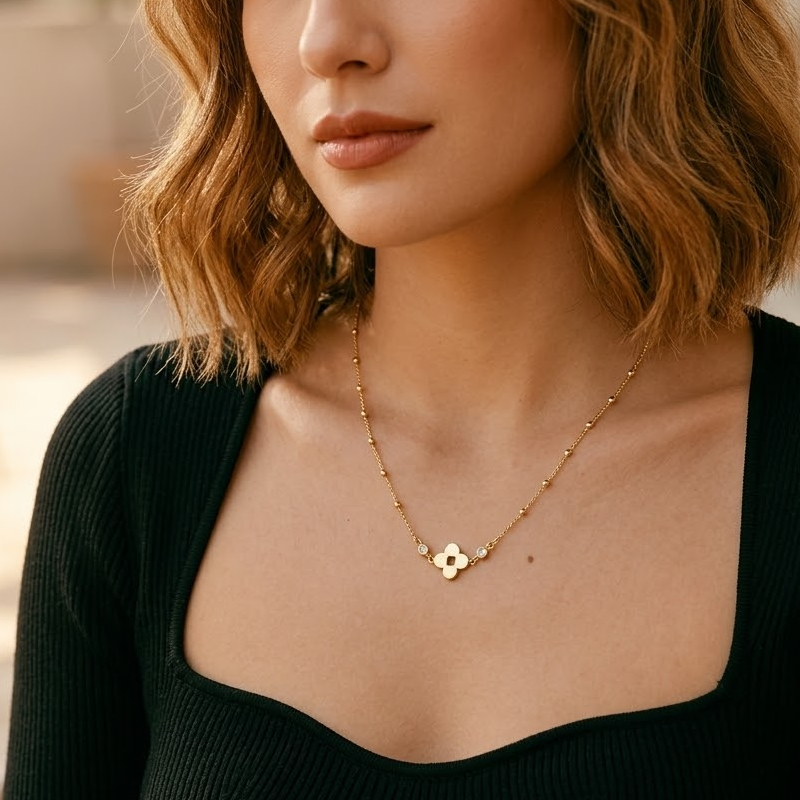 Verde Clover Ball Chain Necklace