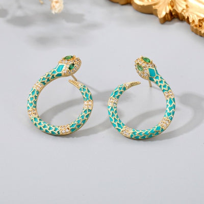 The Hollow Enamel Snake Earring