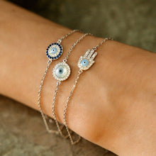 Load image into Gallery viewer, Round Mother Of Pearl Evil Eye Bracelet - ShopHannaLee