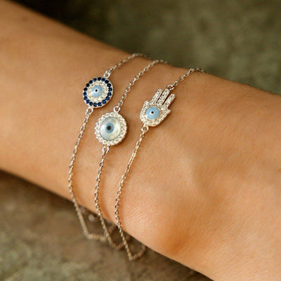 Round Mother Of Pearl Evil Eye Bracelet - ShopHannaLee