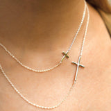 Mini Side Cross Necklace