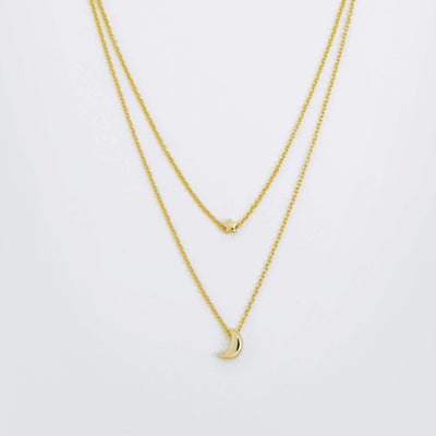 Double Row Moon Star Necklace - ShopHannaLee
