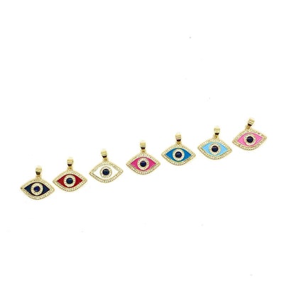 Enamel Evil Eye with Crystal Pendant - ShopHannaLee
