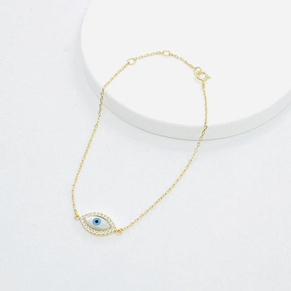 Oval Mother Of Pearl Evil Eye Bracelet - ShopHannaLee