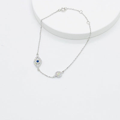 Pave Disc Evil Eye Bracelet - ShopHannaLee