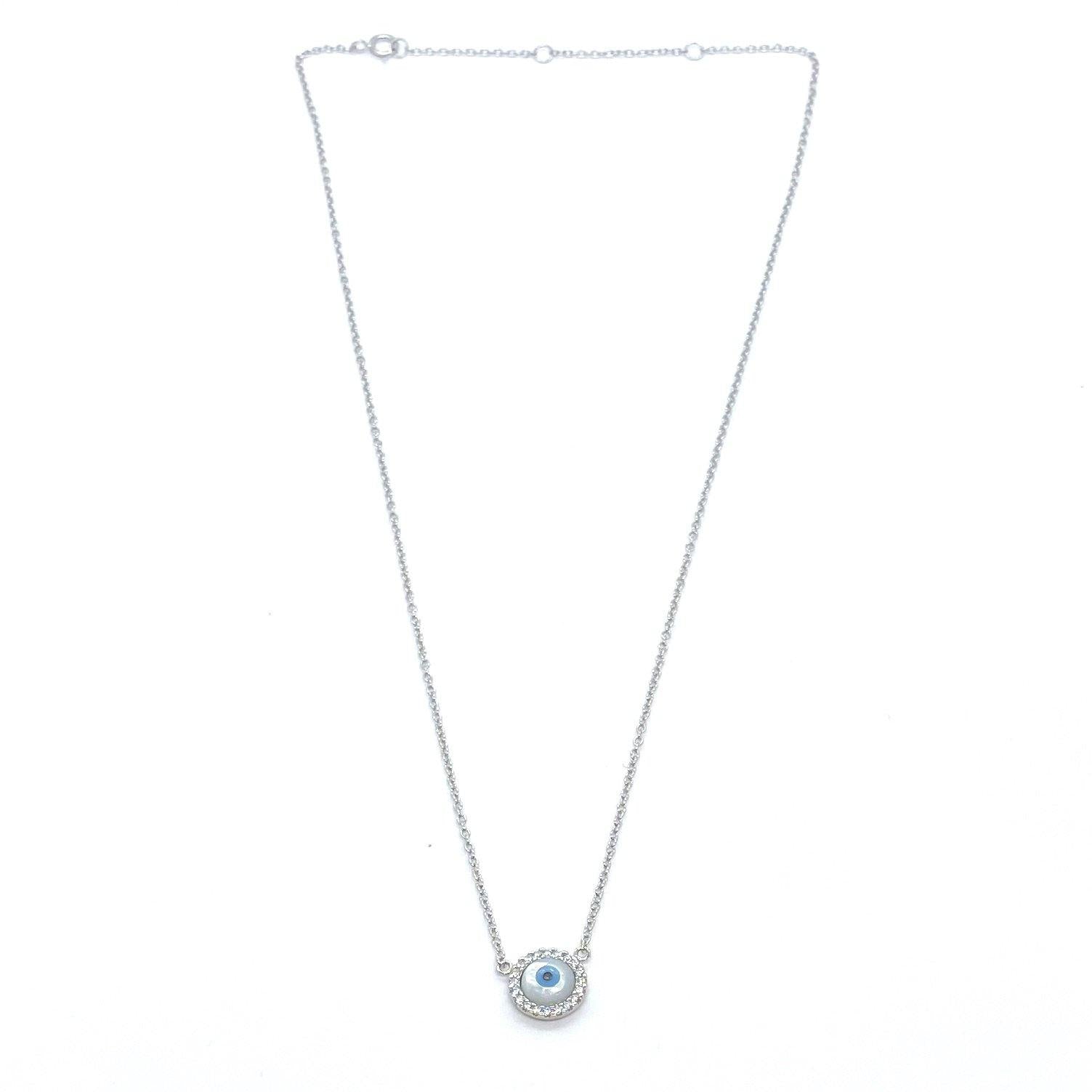 Round MOP Evil Eye Necklace - ShopHannaLee