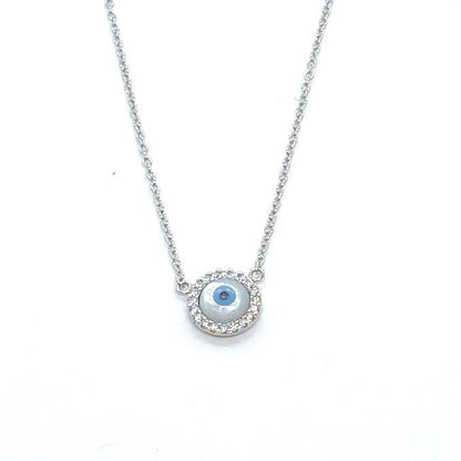 Round MOP Evil Eye Necklace - ShopHannaLee
