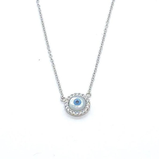 Round MOP Evil Eye Necklace - ShopHannaLee