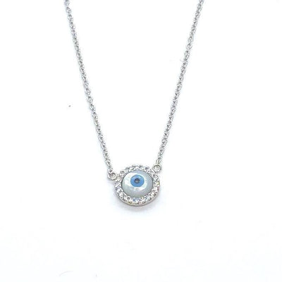 Round MOP Evil Eye Necklace - ShopHannaLee