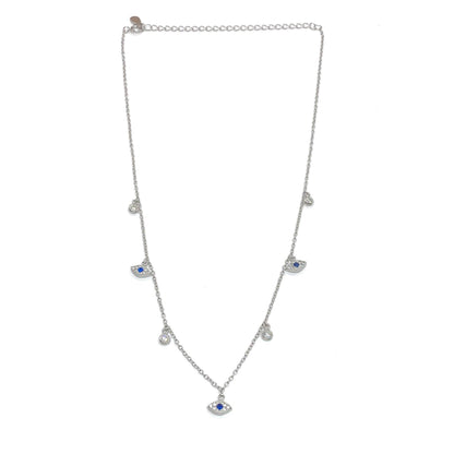 Floating Pavé Evil Eye with Crystal Necklace - ShopHannaLee