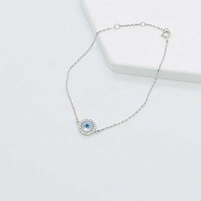 Round Mother Of Pearl Evil Eye Bracelet - ShopHannaLee